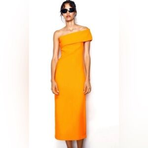 Zara One Shoulder Orange Dress